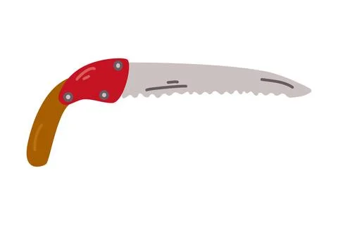 Pruning saw cartoon drawing isolated on white background. Garden saw clipar.. Ilustración de archivo
