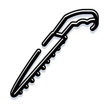 Pruning saw doodle sticker cut line illustration Stock Illustration