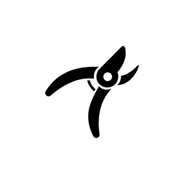 Pruning Scissors, Garden Secateurs Flat Vector Icon Stock Illustration