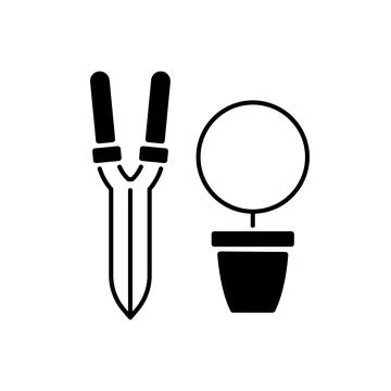 Pruning shears black linear icon Illustrazione stock