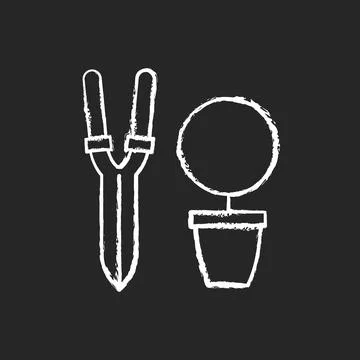 Pruning shears chalk white icon on black background Illustrazione stock