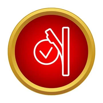 Pruning shears cutting branch with check mark icon Stock Illustration