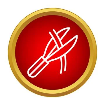 Pruning shears cutting branches icon in a red circle Stock Illustration