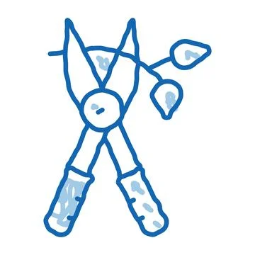 Pruning shears doodle icon hand drawn illustration Stock Illustration