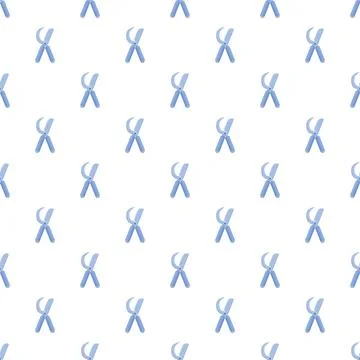 Pruning shears forming a blue seamless pattern Stock Illustration