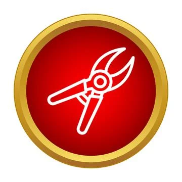 Pruning shears garden tool line icon Stock Illustration