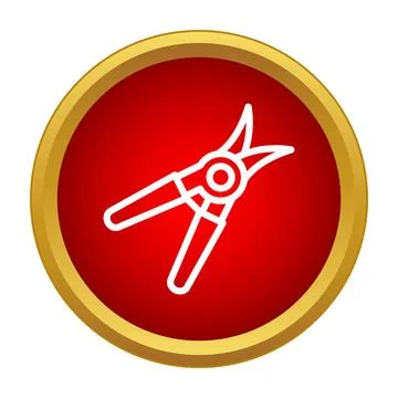 Pruning shears garden tool outline icon Stock Illustration