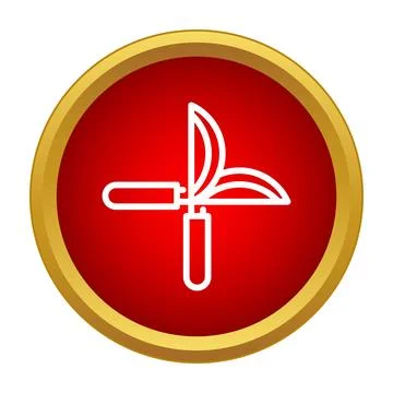 Pruning shears garden tool outlining cutting action icon Stock Illustration