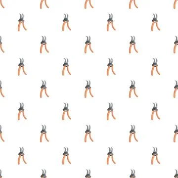 Pruning shears garden tool seamless pattern on white background Illustrazione stock
