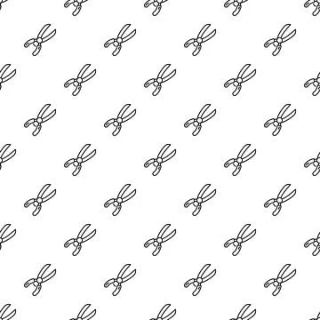 Pruning shears garden tool seamless pattern outline Illustrazione stock