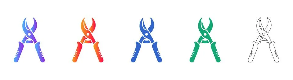Pruning Shears Icon Set for Garden Maintenance and Horticulture Tools Illustrazione stock