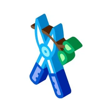 Pruning shears isometric icon vector illustration Stock Illustration