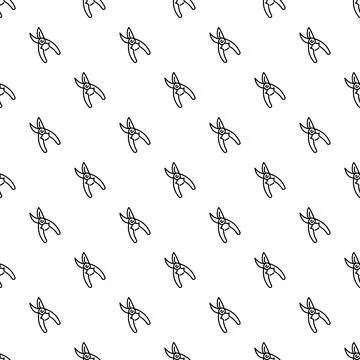 Pruning shears line art seamless pattern background Stock Illustration