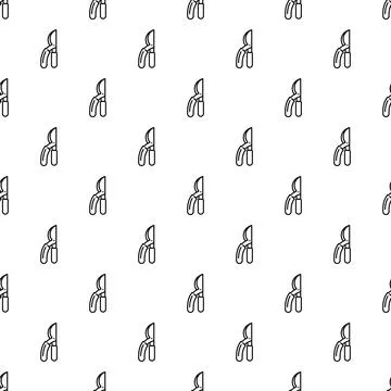Pruning shears line art seamless pattern background Stock Illustration