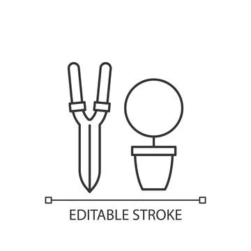 Pruning shears linear icon Stock Illustration