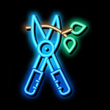Pruning shears neon glow icon illustration Stock Illustration