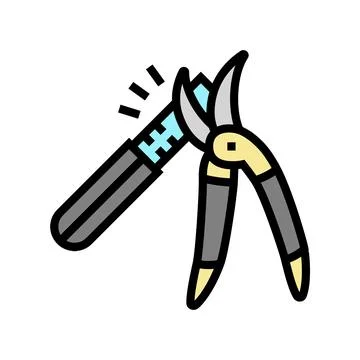 Pruning shears sharpening garden maintenance color icon vector illustration Stock Illustration