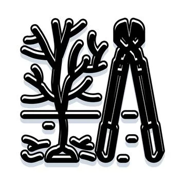 Pruning tree using gardening loppers concept illustration Stock Illustration