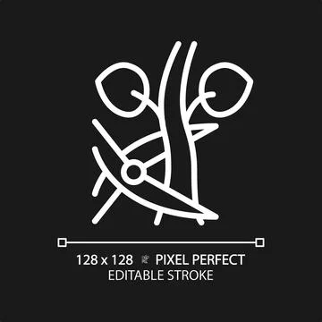 Pruning white linear icon for dark theme Stock Illustration