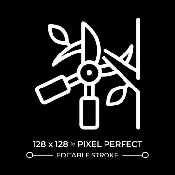 Pruning white linear icon for dark theme Stock Illustration