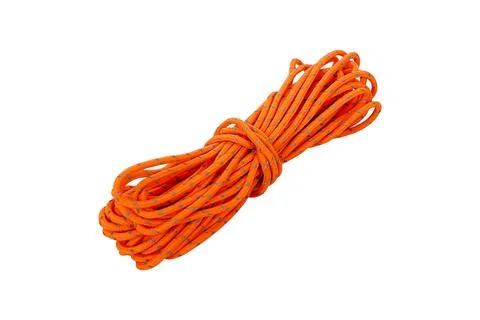 Prusik rope orange colored isolated white background Stock Photos
