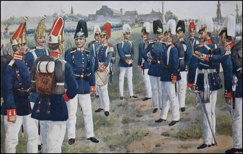 Prussian Army Guard in front of Parade on Tempelhofer Feld Berlin Germany Stock Illustration