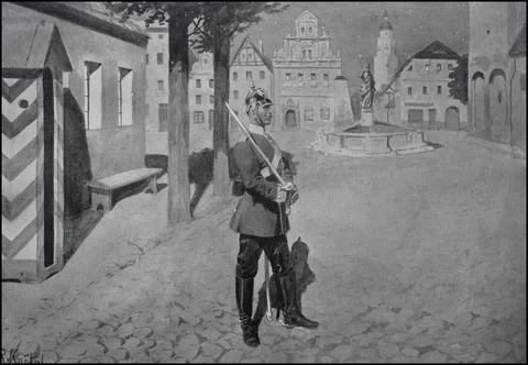 Prussian Army single guard in Berlin Germany ca 1900 digitally restored 스톡 일러스트