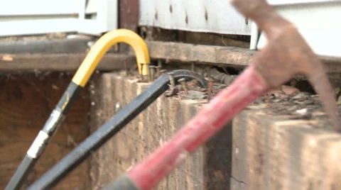 Prying Rim Joist Stock Footage 57714758