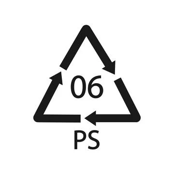 PS 06 recycling code symbol. Plastic recycling vector polystyrene sign. Stock Illustration
