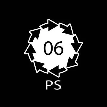 PS 06 recycling code symbol. Plastic recycling vector polystyrene sign. Stock Illustration