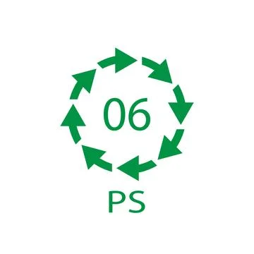 PS 06 recycling code symbol. Plastic recycling vector polystyrene sign. 스톡 일러스트
