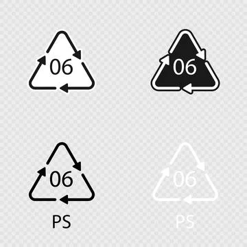 PS 06 recycling code symbol set. Stock-Illustration