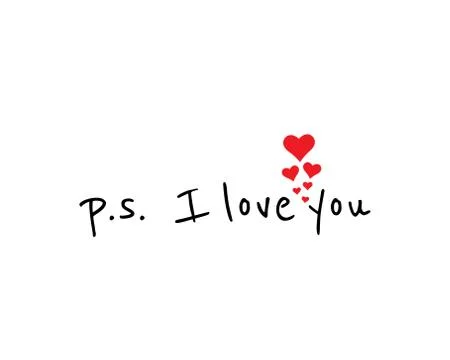 P.S. I love you, vector. Romantic, cute, love quotes. Wording design Stock Illustration