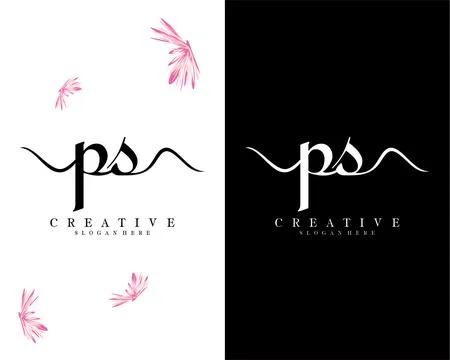 Ps, sp handwriting script font letter logo design template vector Illustrazione stock