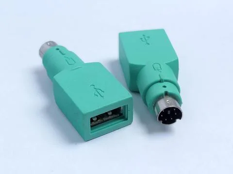 PS2 to USB adapter on white background Fotos de archivo