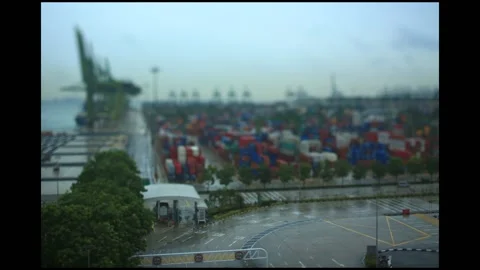 PSA Pasir Panjang Terminal Container Trucks Stock Footage 191503498