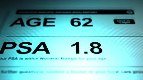 A PSA Test indicates Normal Values for a 62 Year Old 1 Stock Footage 314267872