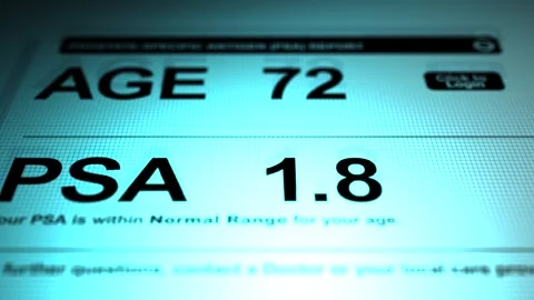 A PSA Test indicates Normal Values for a 72 Year Old 1 Stock Footage 314267902