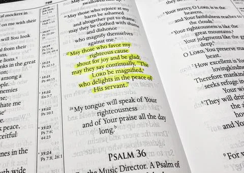 Psalm Chapter thirty five verse twenty seven Stock Photos