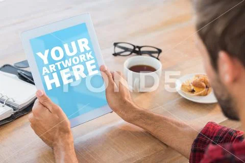 PSD artwork template on digital tablet PSD Template