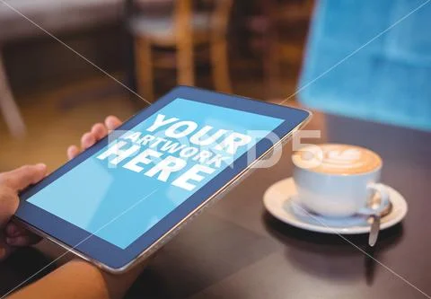 PSD artwork template on digital tablet PSD Template