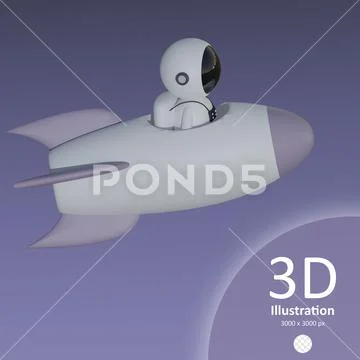 Psd astronaut in a rocket icon isolated 3d render illustration PSD Template