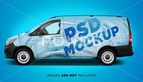 PSD Car Wrap mockups - Mercedes Metris Cargo Van PSD Template
