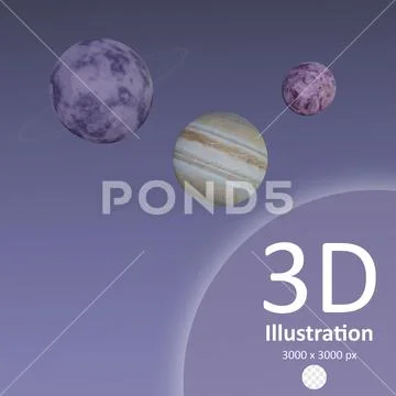 Psd colorful space planets isolated 3d render illustration PSD Template