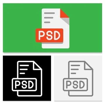 Psd document format extension icons 스톡 일러스트