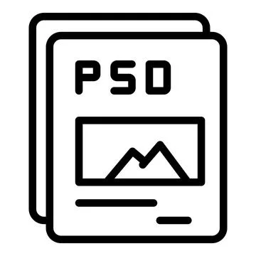 Psd document icon, outline style Stock Illustration