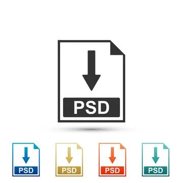 PSD file document icon. Download PSD button icon isolated on white backgrou.. 스톡 일러스트