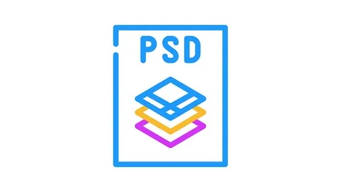 Psd file format document color icon animation Stock Footage 327271812
