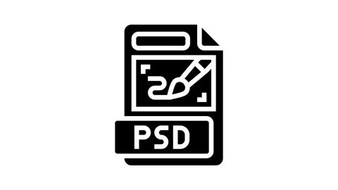Psd file format document glyph icon animation Stock Footage 326158682