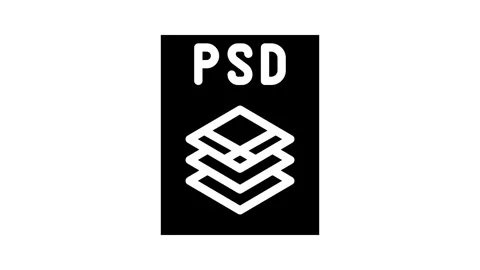 Psd file format document glyph icon animation Stock Footage 326746663